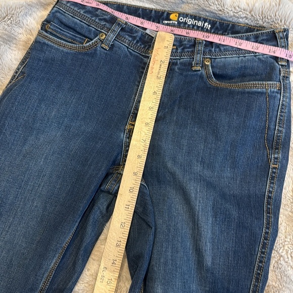 Carhartt Jeans Bootcut women’s size 6 blue denim w logo patch like new NWOT - Picture 8 of 11